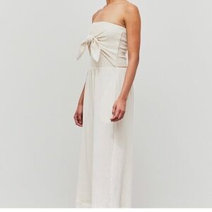 grade and gather front tie strapless jumpsuit off white size s